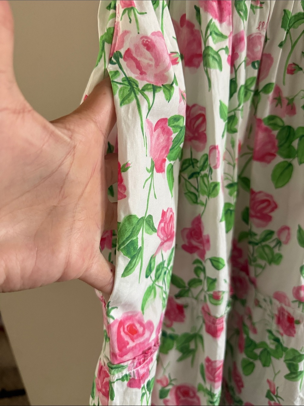 Hill House Floral Smocked Midi Dress in Pink and Green S - Picture 7 of 9